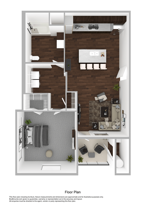 1X1 A Floorplan at Orchard Park Apartments, Idaho Falls